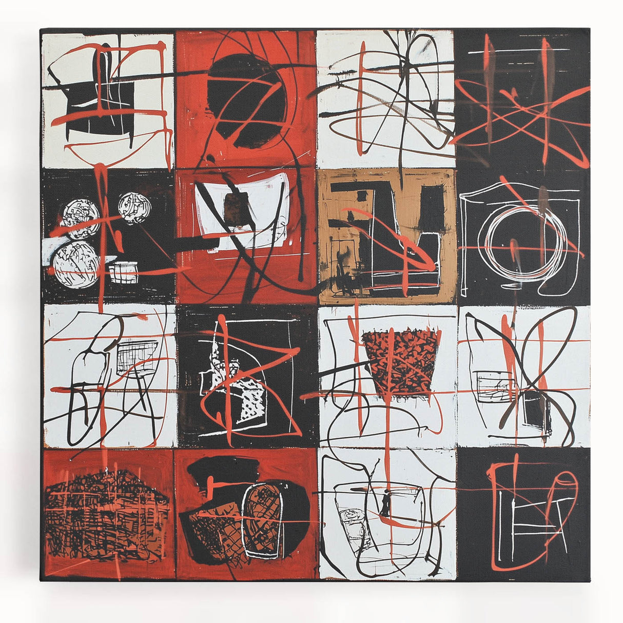 Large Bedroom Wall Decor – Abstract Red and Beige Canvas Print