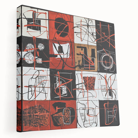 Large Bedroom Wall Decor – Abstract Red and Beige Canvas Print