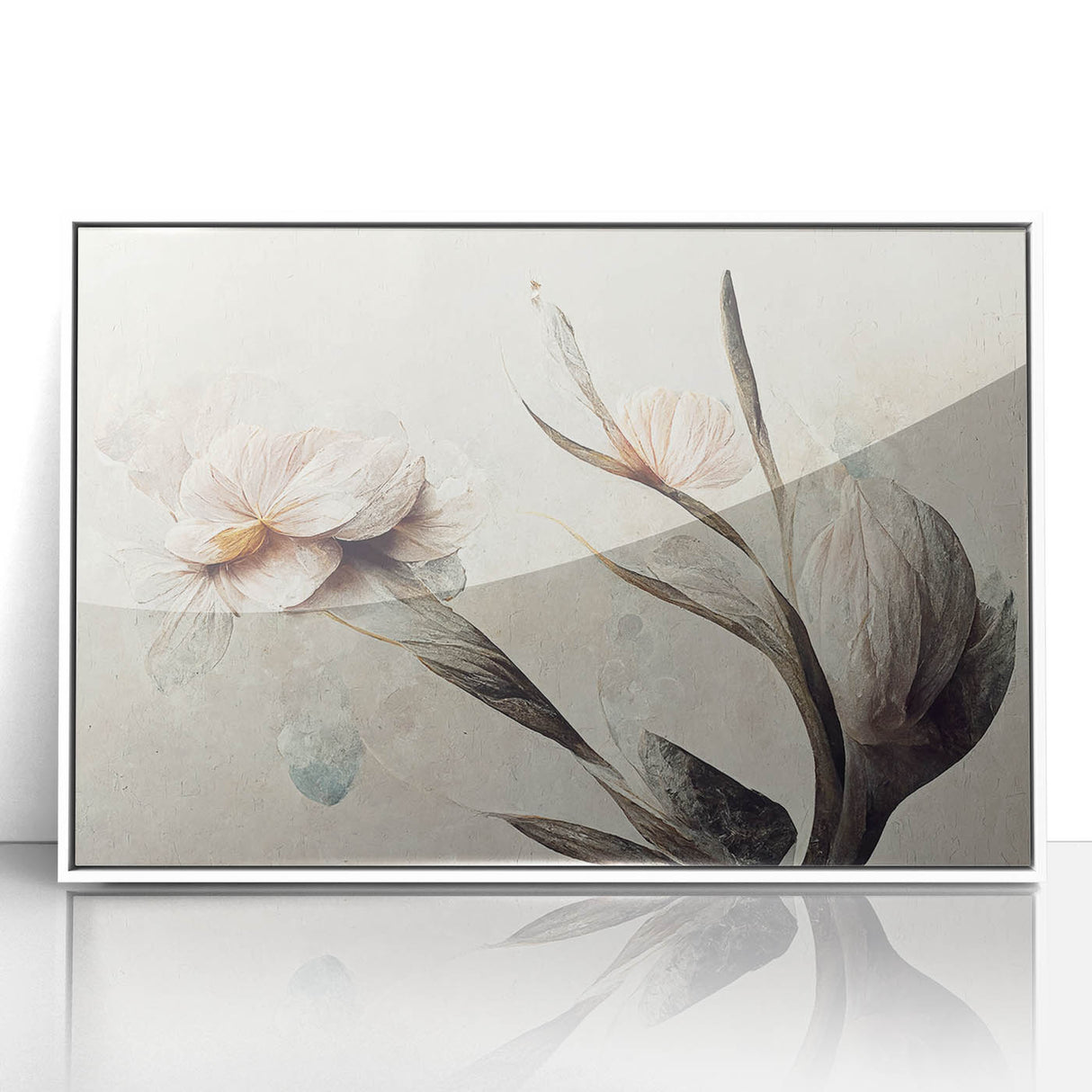 Soft Floral Living Room Wall Art – Modern Canvas & Framed Print