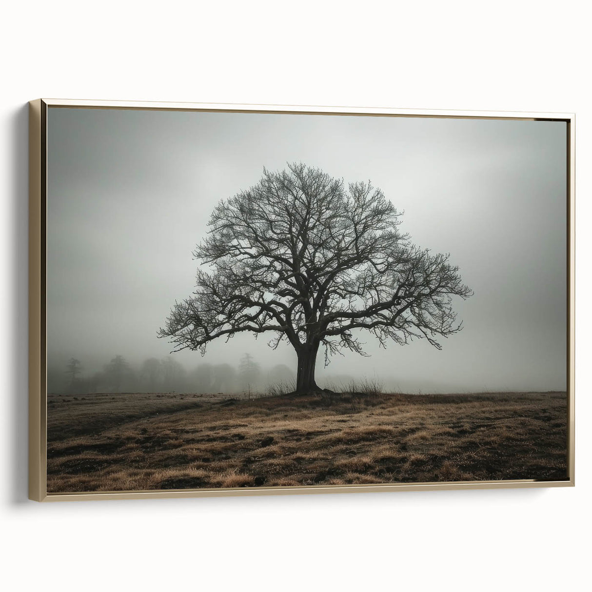 Solitary Tree in Fog Office Wall Art – Modern Corporate Decor