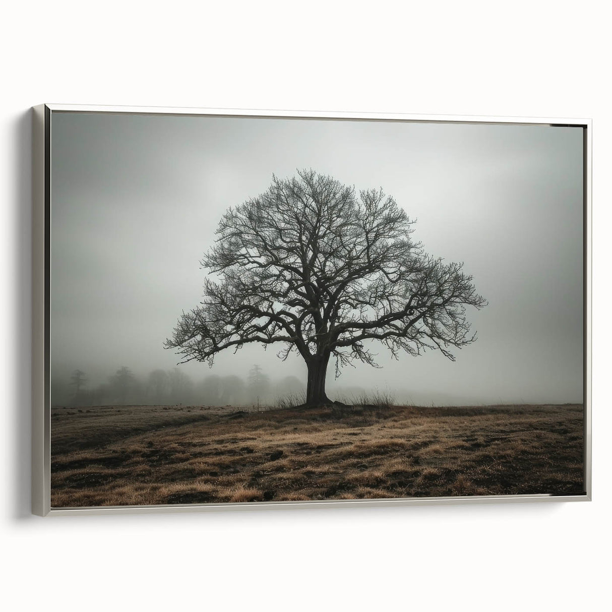 Solitary Tree in Fog Office Wall Art – Modern Corporate Decor