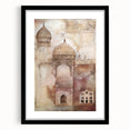 Abstract architecture wall art featuring geometric shapes and monochromatic tones, framed with a black matte for an elegant display, perfect for modern decor.