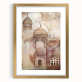 Abstract architecture wall art framed in gold, showcasing geometric shapes and lines with a modern aesthetic. Ideal for contemporary home decor or office spaces.
