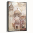 Framed abstract architecture wall art showcasing intricate geometric designs in a monochrome palette, displayed from a side view, ideal for modern interiors.