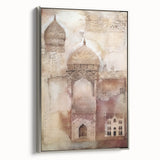 Framed abstract architecture wall art in silver, showcasing geometric patterns and sleek lines. Perfect for modern decor, adding sophistication to any space.