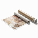 Abstract architectural wall art print featuring geometric shapes and vibrant colors, rolled and secured in a protective cardboard tube for easy transport. Perfect for modern home decor enthusiasts seeking unique artistic statements.