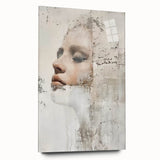 Abstract figurative wall art displayed in a side view, featuring vibrant colors and unique shapes, crafted from acrylic glass for a modern aesthetic.