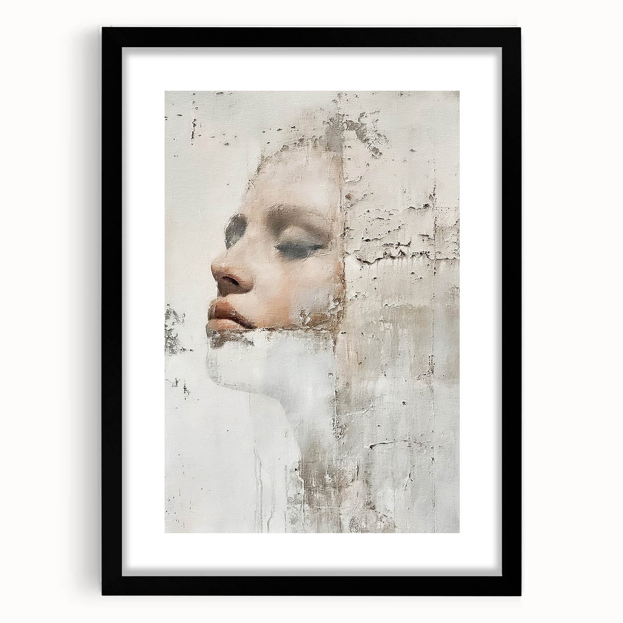 Abstract figurative wall art framed in black with a mat showcasing vibrant colors and dynamic shapes, perfect for modern home decor or artistic spaces.