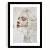 Abstract figurative wall art framed in black with a mat showcasing vibrant colors and dynamic shapes, perfect for modern home decor or artistic spaces.