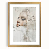 Abstract figurative wall art in a gold frame, showcasing vibrant colors and dynamic shapes, ideal for modern home decor. The artwork is elegantly matted, enhancing its visual appeal and making it a stunning focal point for any room.