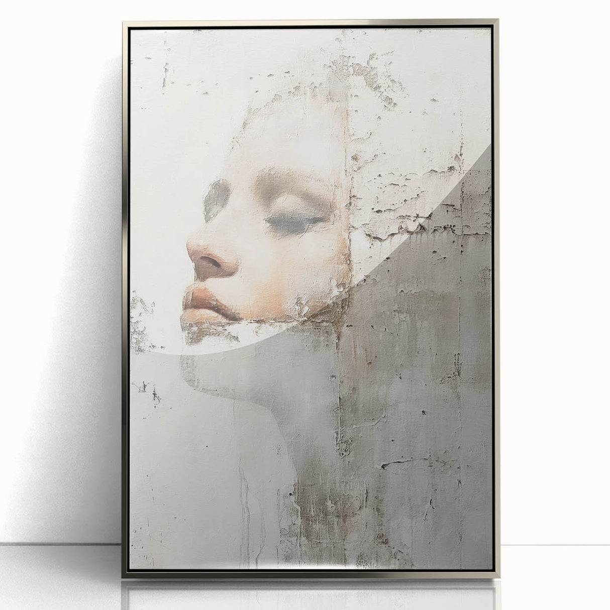 Framed abstract figurative wall art featuring dynamic silver and acrylic design, perfect for modern home decor. Ideal for adding a contemporary touch to any space.