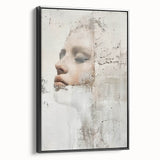 Abstract figurative wall art in a sleek black frame, showcasing vibrant colors and dynamic shapes, ideal for modern home decor and artistic expression.