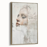 Framed abstract figurative wall art in gold tones, showcasing a modern design with intricate details and a sleek profile, ideal for contemporary decor.