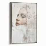Framed abstract figurative wall art in silver, showcasing dynamic shapes and textures, adding a modern touch to home decor. Ideal for contemporary interiors.