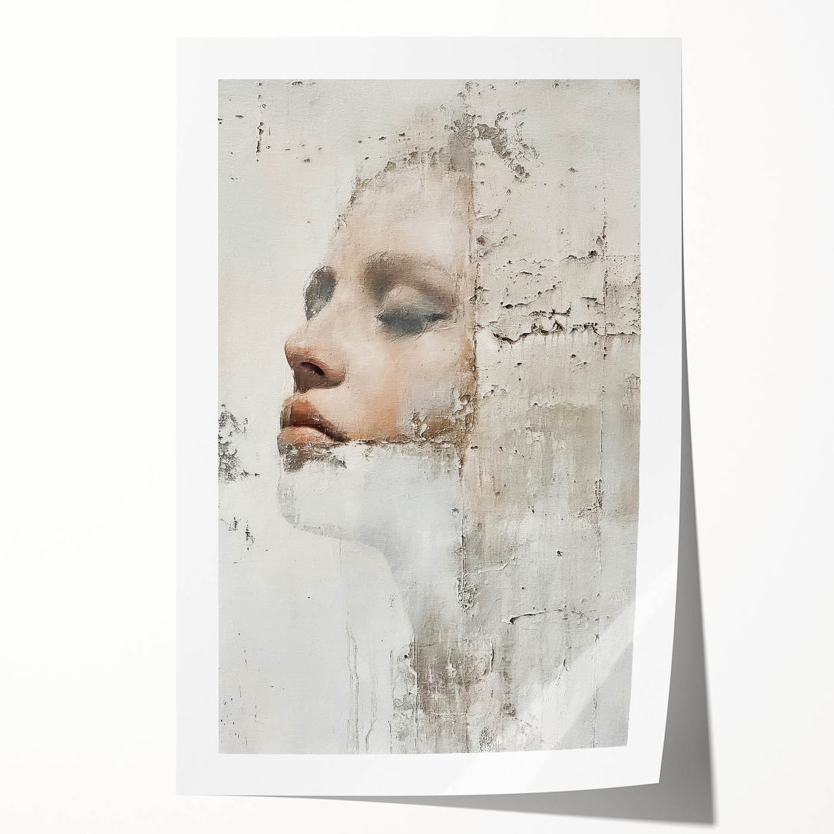 Abstract figurative wall art print showcasing vibrant colors and dynamic shapes, rolled for easy transport and display, ideal for modern home decor.