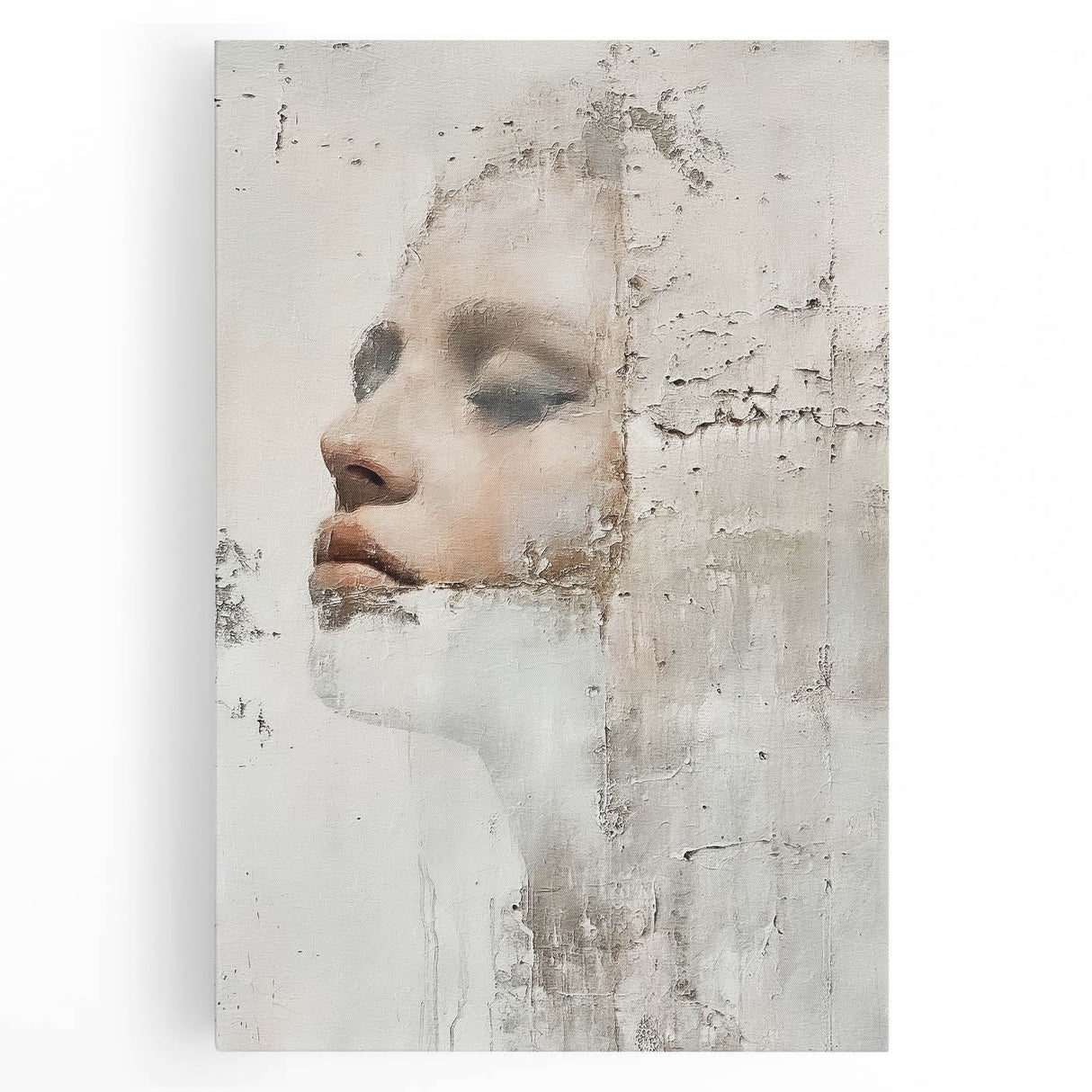 Abstract figurative wall art on stretched canvas showcasing vibrant colors and dynamic shapes, perfect for modern home decor. This artwork adds a unique touch to any room, enhancing visual interest and style.