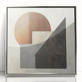 Framed acrylic artwork showcasing an abstract geometric design in silver tones, ideal for modern decor. The piece features sharp lines and a sleek finish, enhancing contemporary interiors.