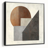 Abstract geometric framed canvas artwork in black, showcasing sharp angles and modern design elements, ideal for contemporary home decor, side view displayed.