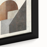 Close-up of a framed abstract geometric canvas artwork showcasing vibrant colors and intricate patterns, perfect for modern home decor and artistic expression.