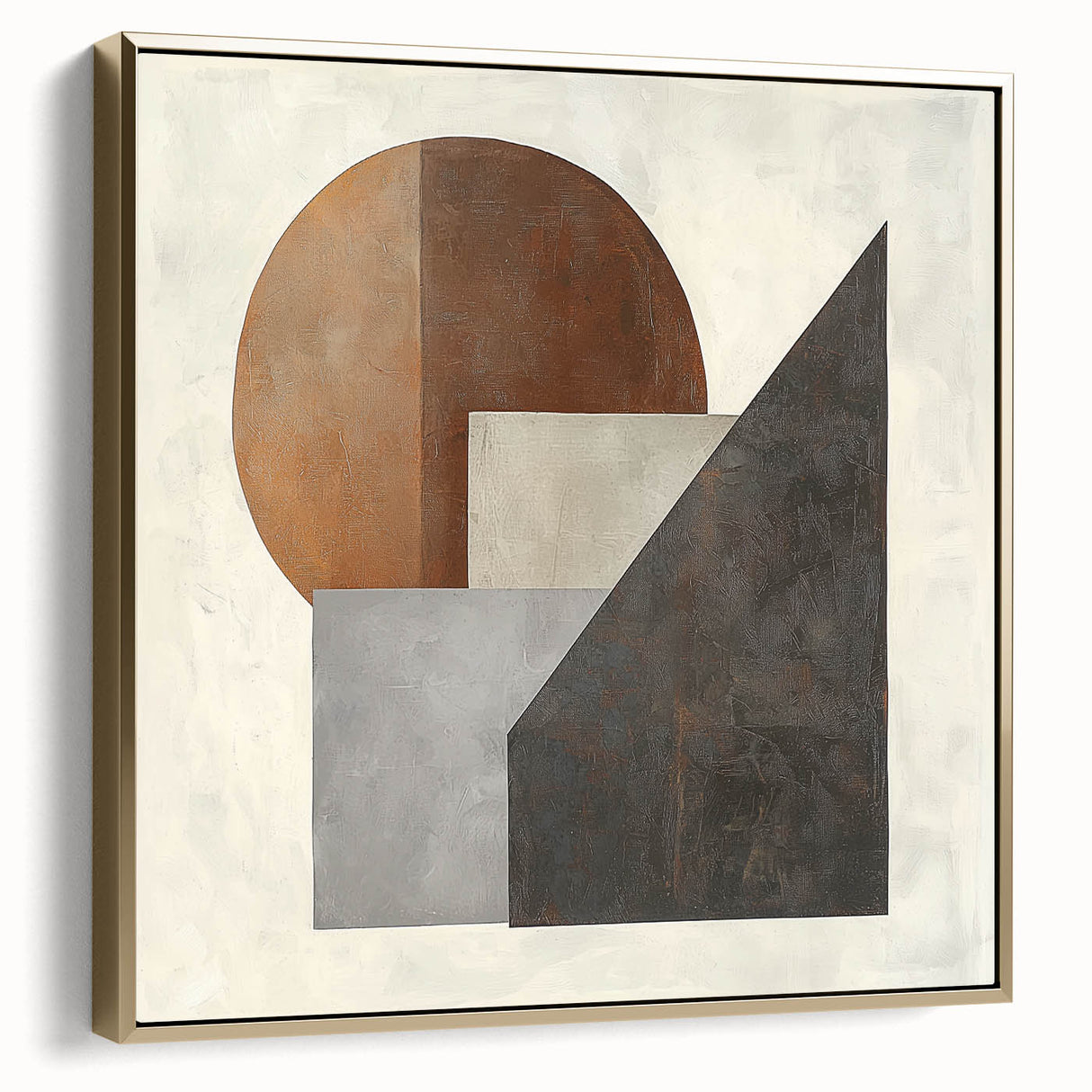 Abstract geometric framed canvas artwork featuring a blend of silver and gold hues, ideal for modern home decor. Perfect for adding a stylish focal point to any room.