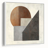 Framed abstract geometric canvas art in white, showcasing intricate patterns and textures, perfect for modern home decor and art enthusiasts.