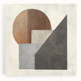 Abstract geometric stretched canvas artwork showcasing vibrant colors and intricate patterns, perfect for modern home decor or office spaces. The piece features a dynamic blend of shapes and hues that add a contemporary touch to any interior design.