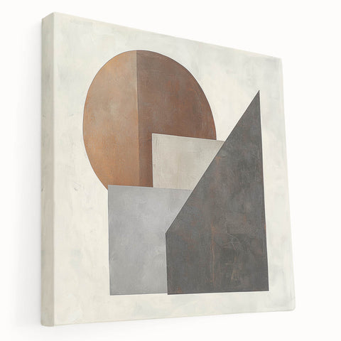 Abstract geometric stretched canvas art showcasing vibrant colors and sharp angles, perfect for modern decor. Side view highlights its textured finish and quality craftsmanship.