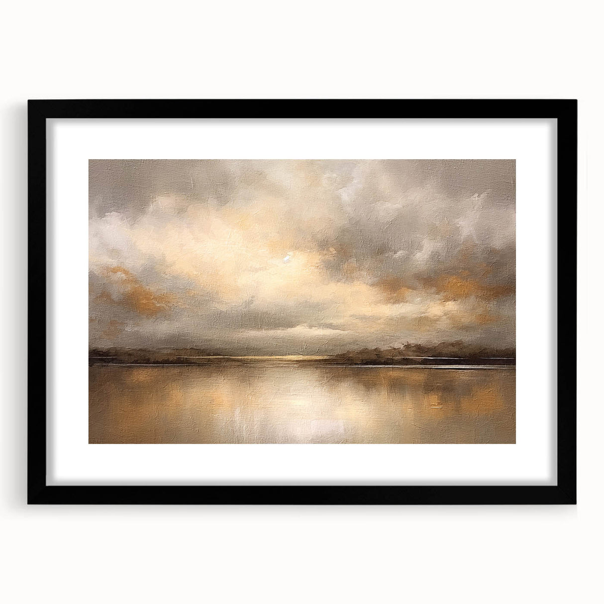 Abstract landscape wall art framed in black with a mat, showcasing vibrant colors and dynamic shapes, perfect for modern home decor and artistic interiors.