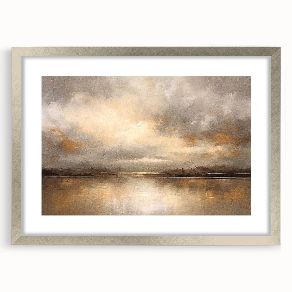 Abstract landscape wall art framed with a silver mat, showcasing vibrant colors and intricate textures, perfect for modern home decor and artistic spaces.