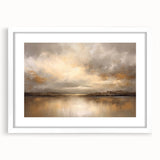 Abstract landscape wall art in a white frame with matting, showcasing soft, muted colors and organic shapes, perfect for modern home decor.