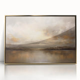 Framed abstract landscape wall art with a gold-accented design, showcasing vibrant colors and modern aesthetics, perfect for contemporary home decor.