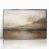 Framed abstract landscape wall art showcasing vibrant silver and blue tones, perfect for modern decor, enhancing any living space with artistic elegance.