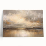 Abstract landscape wall art on stretched canvas, featuring vibrant colors and fluid shapes, leaning against a neutral wall, perfect for modern decor.