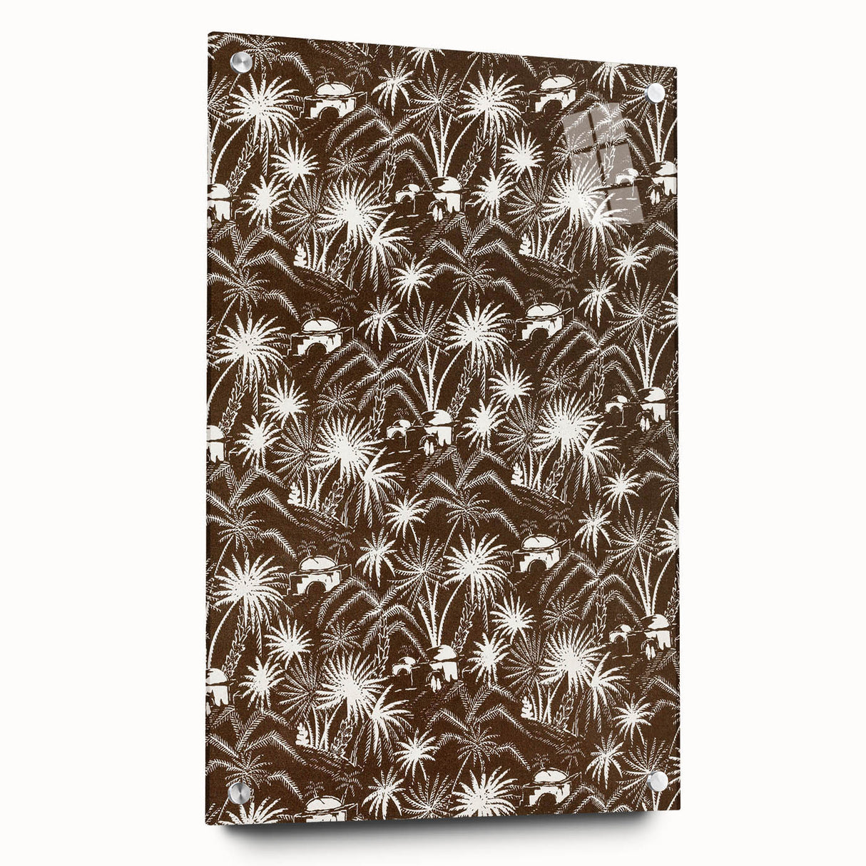 Elegant Palm Grove Art Deco Wall Art – Brown & White Vintage Print