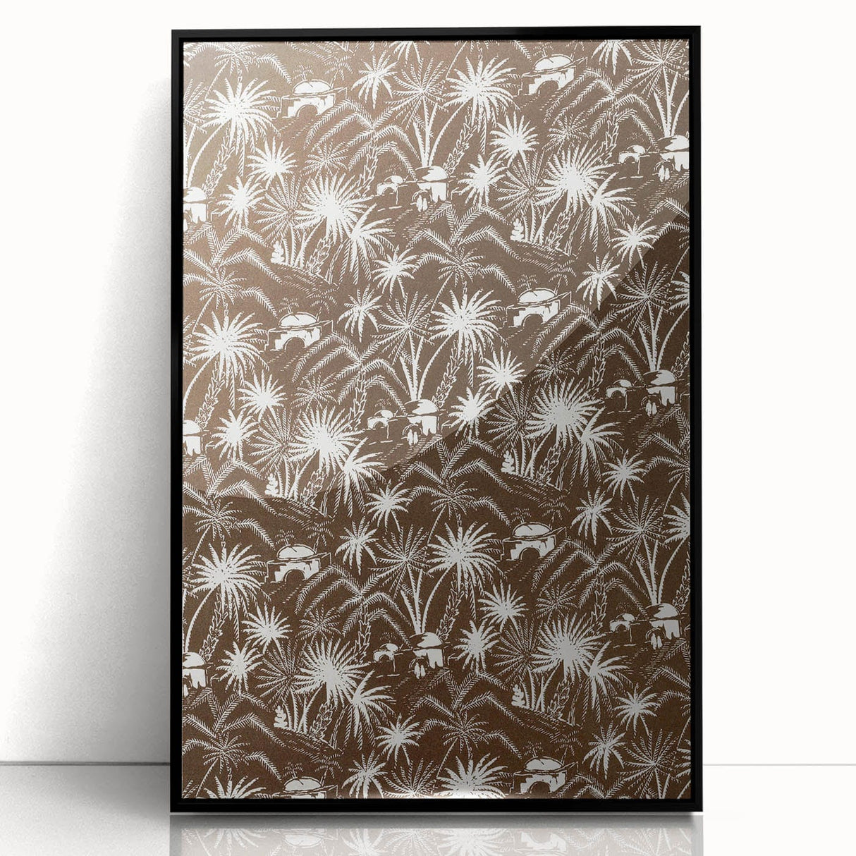 Elegant Palm Grove Art Deco Wall Art – Brown & White Vintage Print