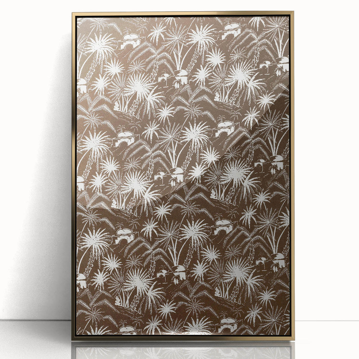 Elegant Palm Grove Art Deco Wall Art – Brown & White Vintage Print