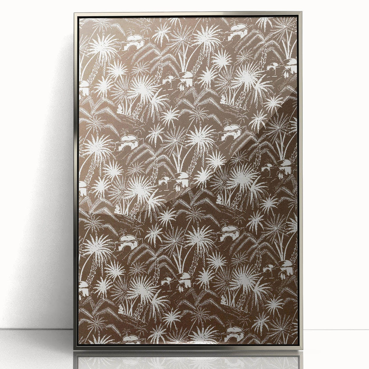 Elegant Palm Grove Art Deco Wall Art – Brown & White Vintage Print