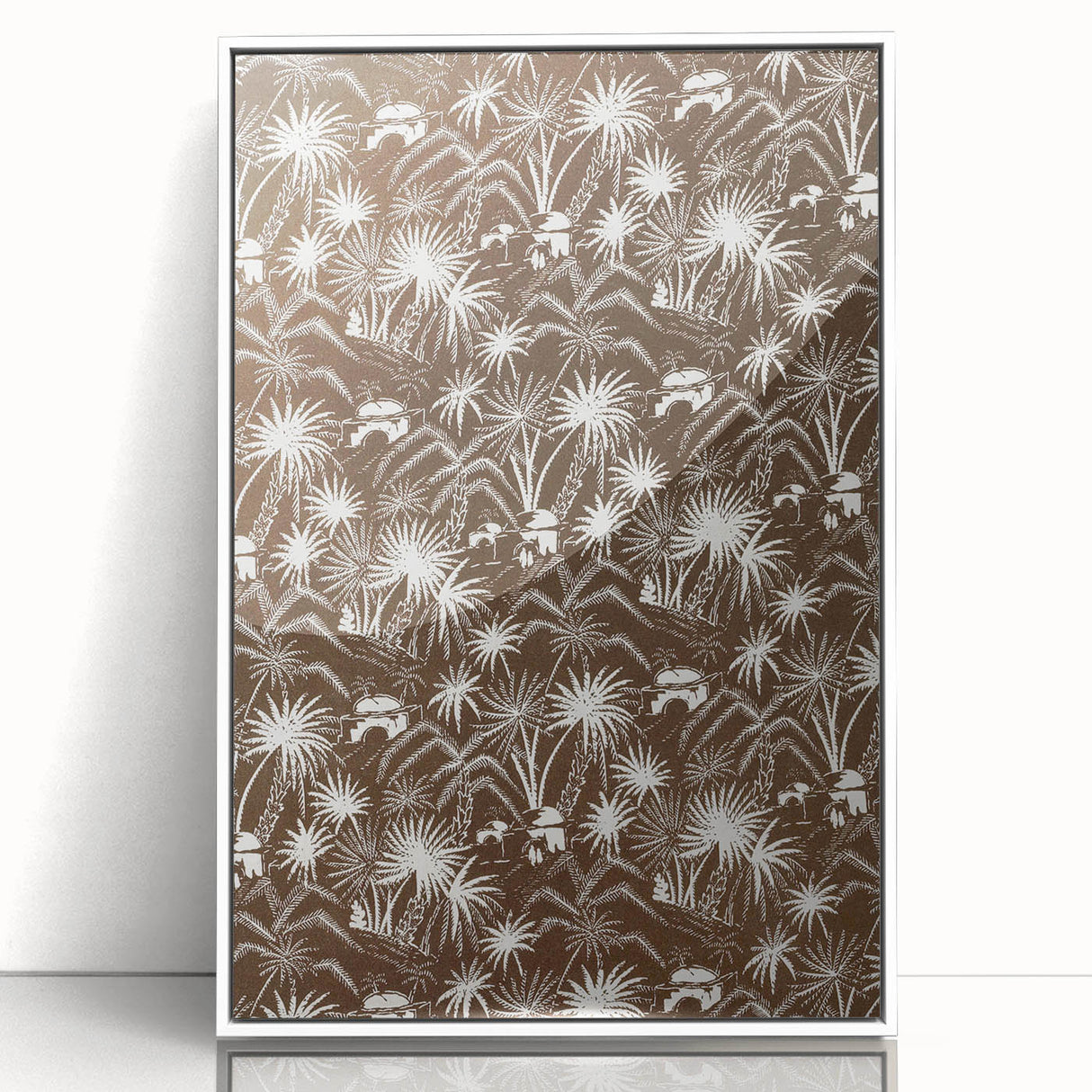 Elegant Palm Grove Art Deco Wall Art – Brown & White Vintage Print