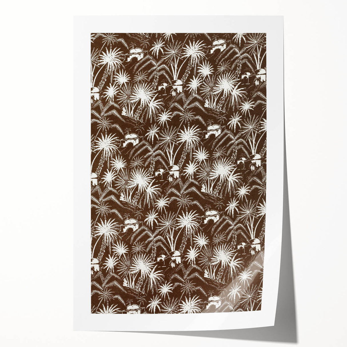 Elegant Palm Grove Art Deco Wall Art – Brown & White Vintage Print