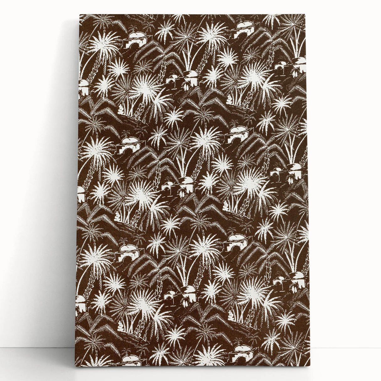 Elegant Palm Grove Art Deco Wall Art – Brown & White Vintage Print