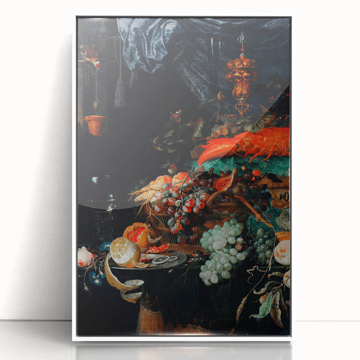 Baroque Still Life Art - Antique Fruit and Lobster Print for Home Décor