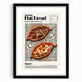 Extra large abstract art print featuring colorful, textured food dishes on a black framed canvas.