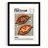 Extra large abstract art print featuring colorful, textured food dishes on a black framed canvas.