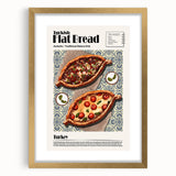 Extra large abstract art print featuring textured food dishes in muted earth tones, framed with a gold mat.