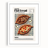 Abstract art prints featuring assorted food dishes in muted earth tones on a white framed mat.