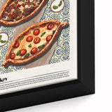 Extra large framed canvas featuring a close-up of colorful, textured food dishes on a black background.