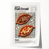 Extra large rolled print featuring a variety of food dishes in vibrant colors, ideal for art wall dining room decor.