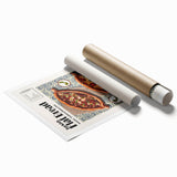 Extra large rolled print featuring an array of colorful floral dishes.