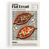 Black and white canvas depicting various food dishes, ideal for kitchen wall art.