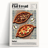 Black and white large art on stretched canvas featuring assorted food dishes, ideal for kitchen wall art.